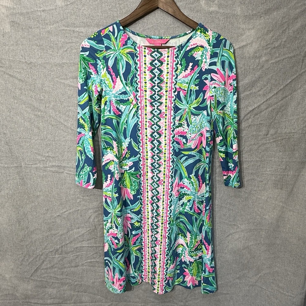 LILLY PULITZER Size XXS Printed Shift Knee Length Long Sleeve Dress Tropical